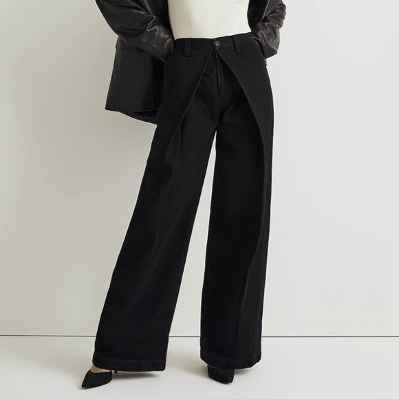 Extra wide-leg pleated jeans - Picture 1 of 3